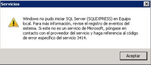 SQL Server Error 3414