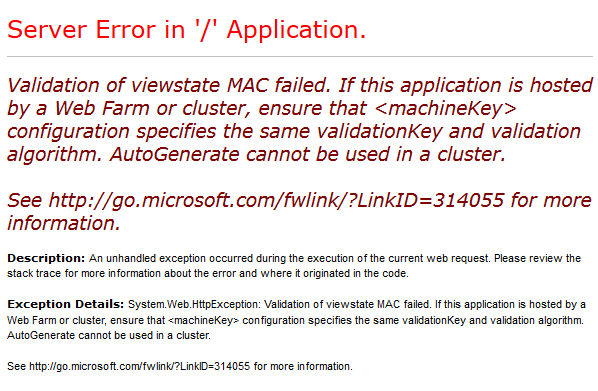 Cómo solucionar el error «Validation of ViewState Mac failed» en asp.net